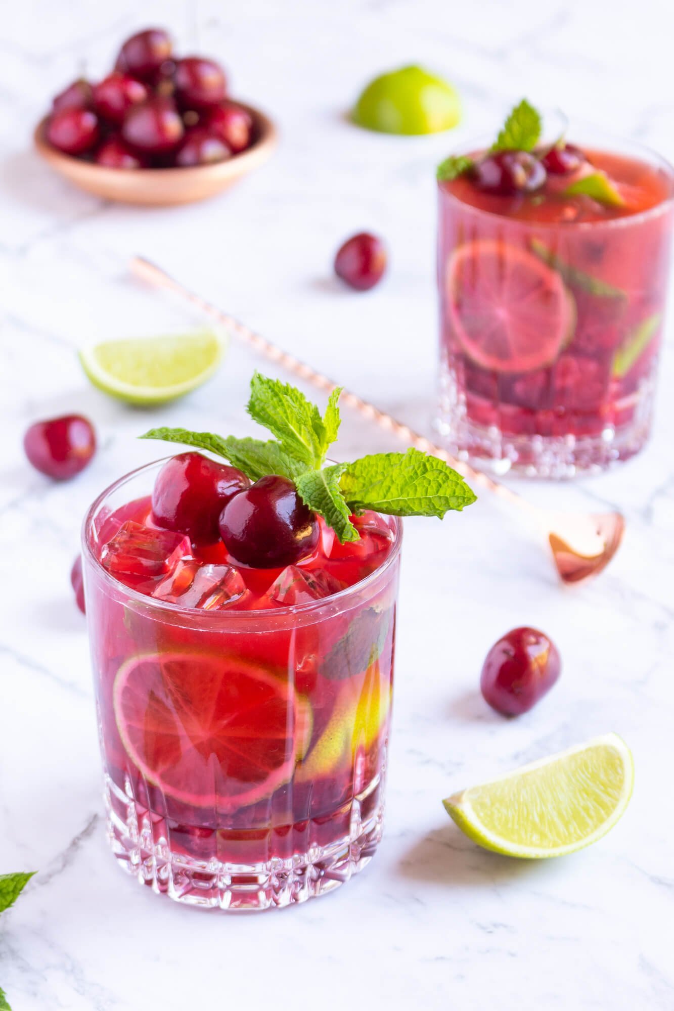 Cherry Mocktail | Cherry Mojitos - The Mindful Mocktail