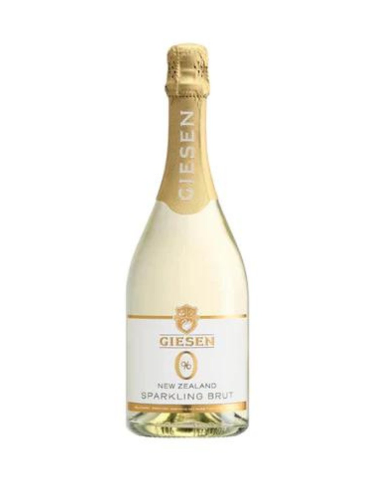 product photo of giesen alcohol removed sparkling wine with a white label and gold writing.
