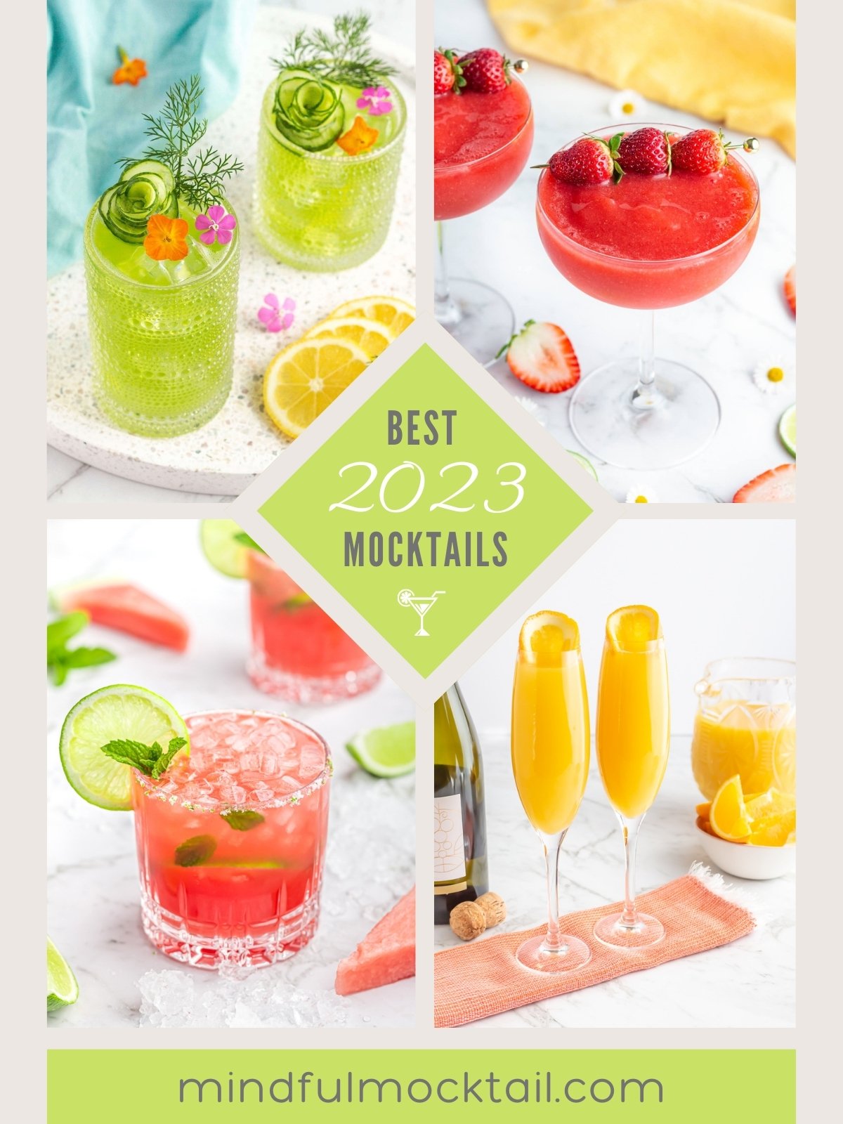 collage of four different mocktails recipes with text Best 2023 Mocktails