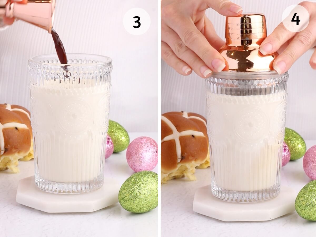 making an Easter mocktail steps 3 and 4