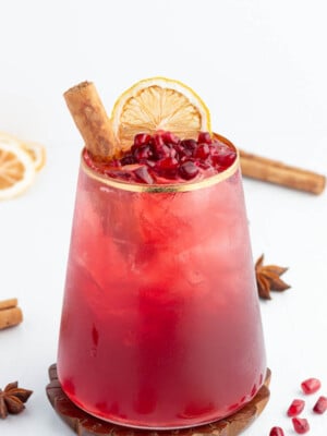 square image of pomegranate cinnamon mocktails