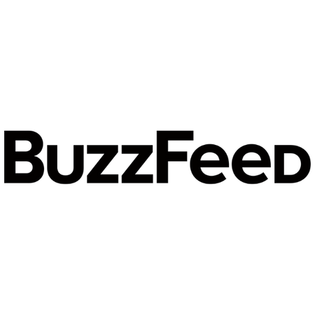 The image shows the BuzzFeed logo with the word BuzzFeed in bold, black letters on a transparent background.